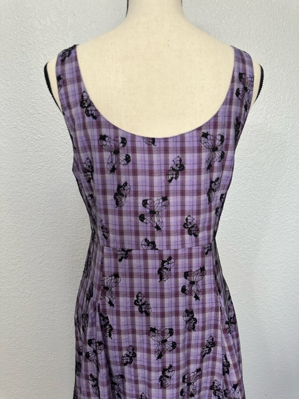 Cotre Midi Dress Sz L Butterfly Bustier Grunge Plaid Dark Cottagecore Dark Fairy - Picture 8 of 16